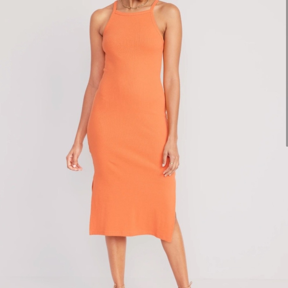 Old Navy Vibrant Orange Midi Dress